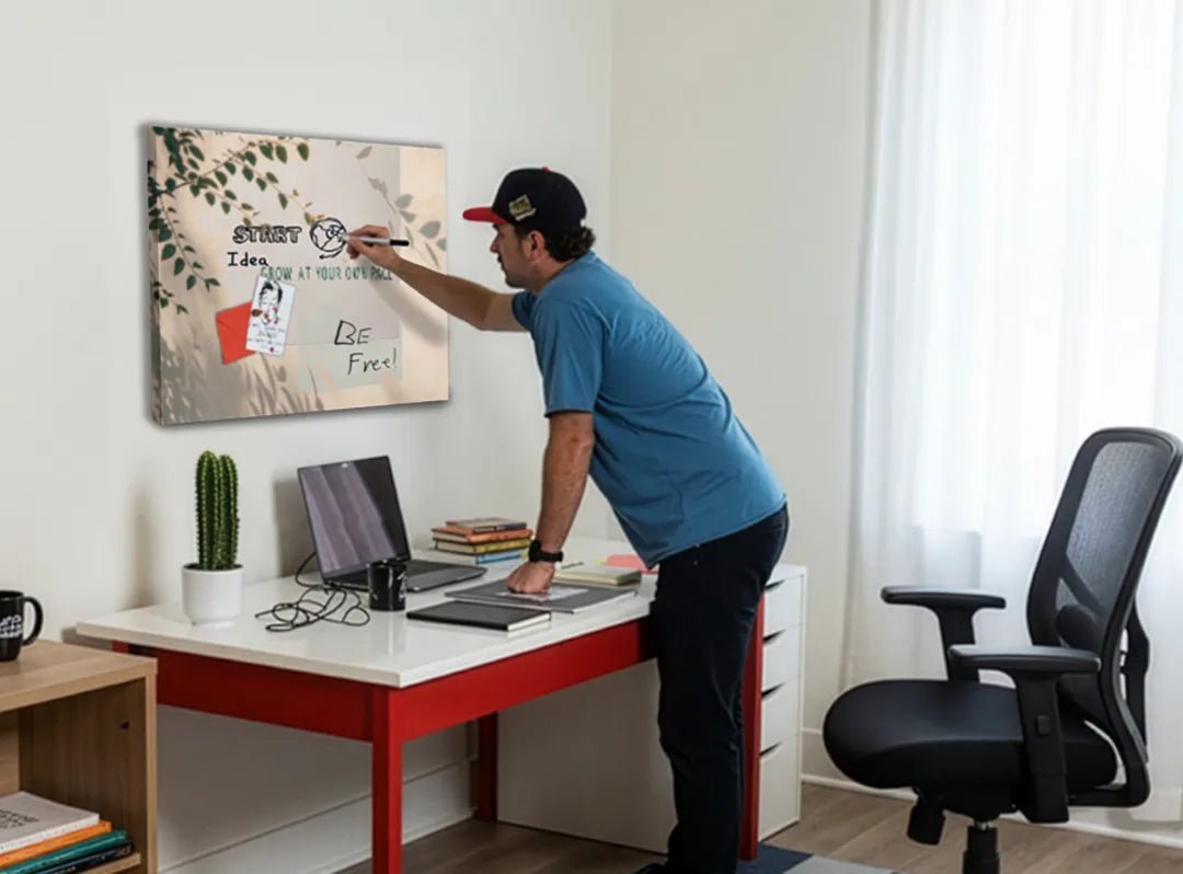 Metalen magneetbord met groenblijvende bladeren – droog uitwisbaar & magnetisch