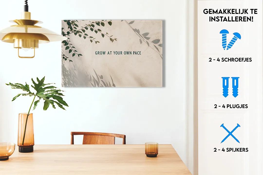 Metalen magneetbord met groenblijvende bladeren – droog uitwisbaar & magnetisch