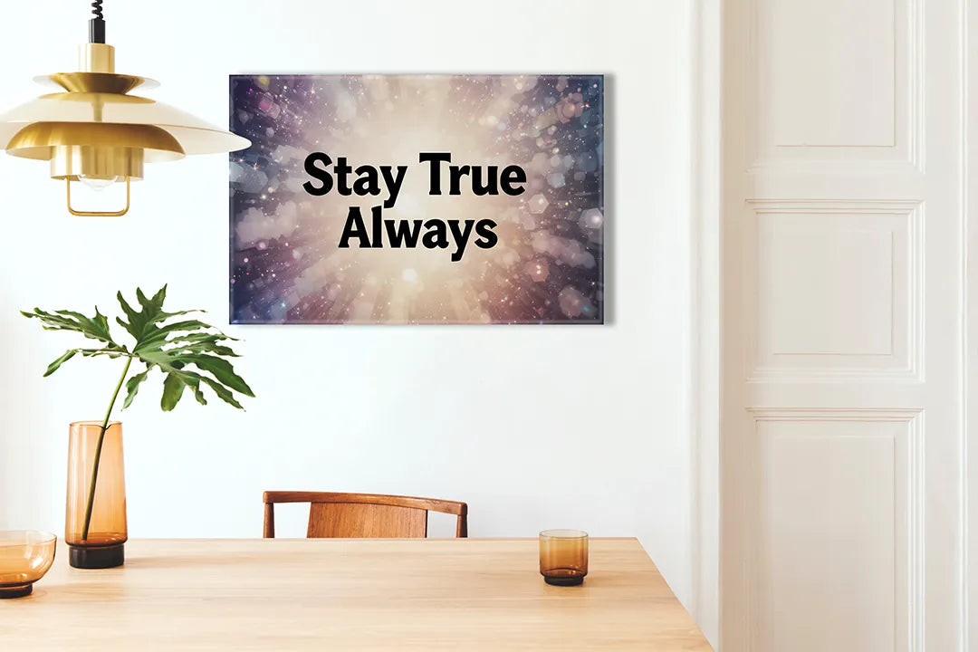 Metalen magneetbord Stay True Always – droog uitwisbaar & magnetisch