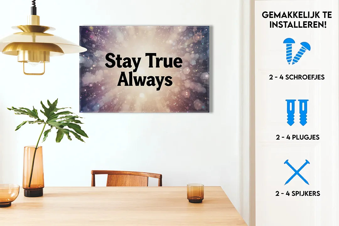 Metalen magneetbord Stay True Always – droog uitwisbaar & magnetisch