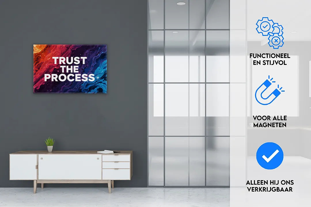 Metalen Magneetbord - Vertrouw het Proces – droog uitwisbaar & magnetisch
