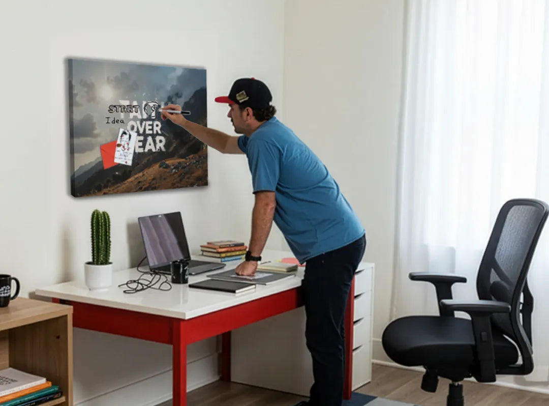 Metalen magneetbord met inspirerende tekst in de natuur – droog uitwisbaar & magnetisch