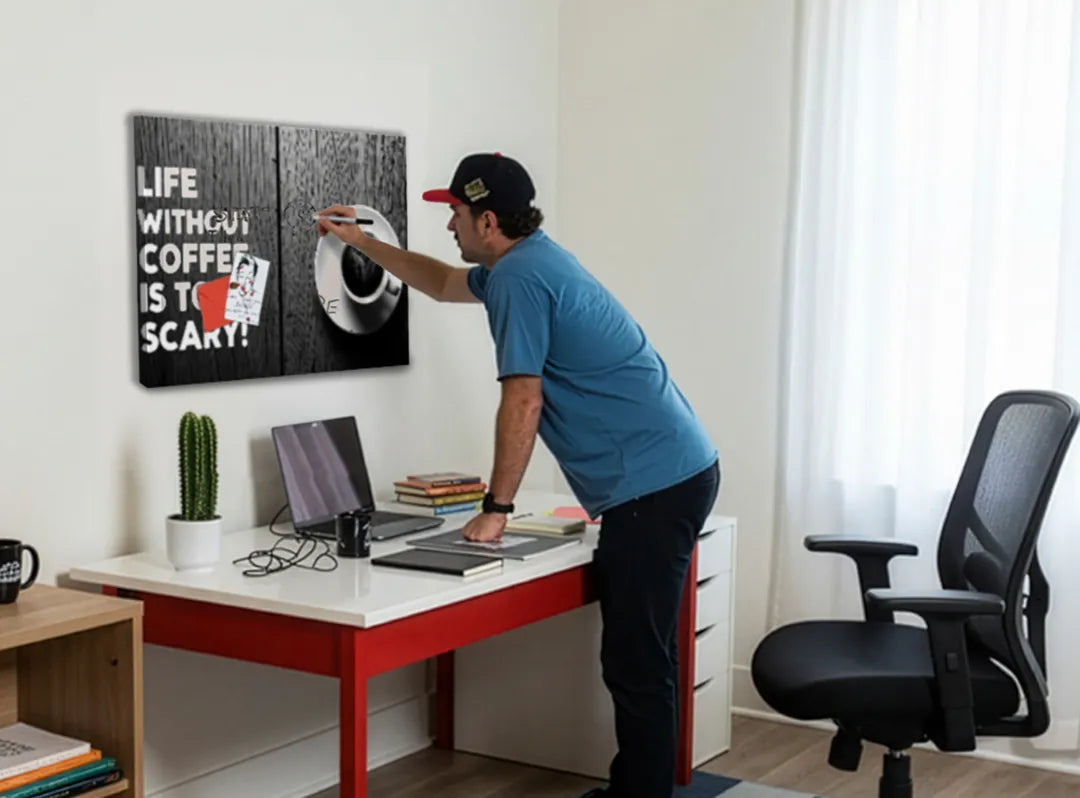 Metalen magneetbord: Life Without Coffee – droog uitwisbaar & magnetisch