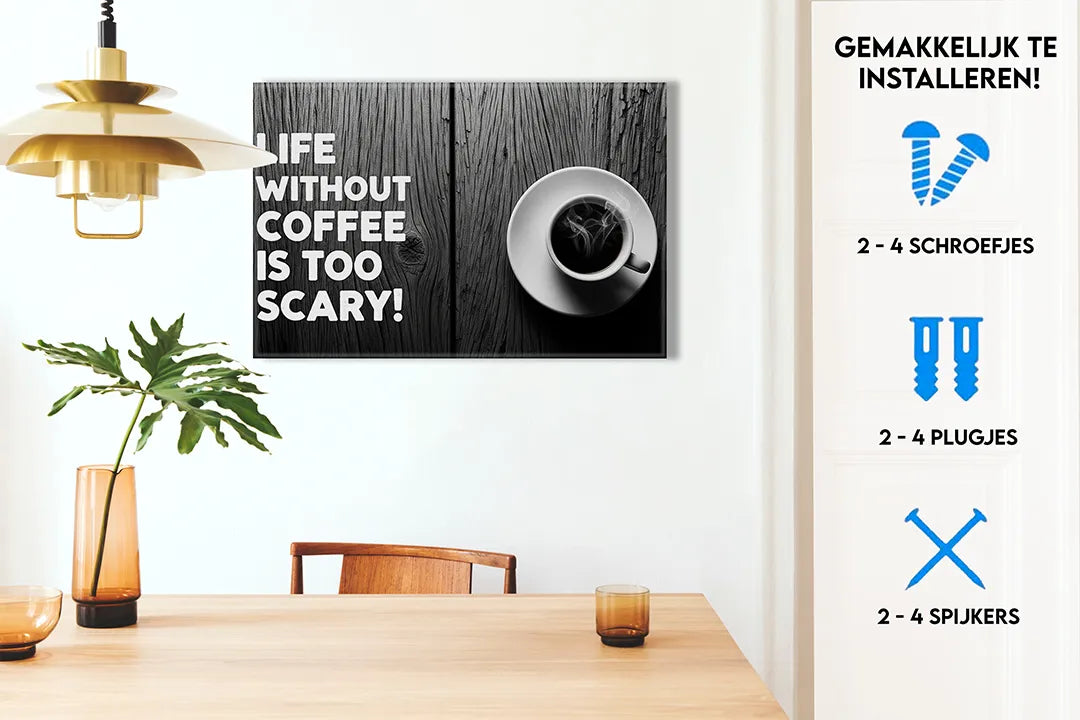 Metalen magneetbord: Life Without Coffee – droog uitwisbaar & magnetisch