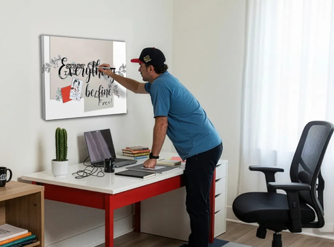 Metalen magneetbord 'Everything will be fine' – droog uitwisbaar & magnetisch