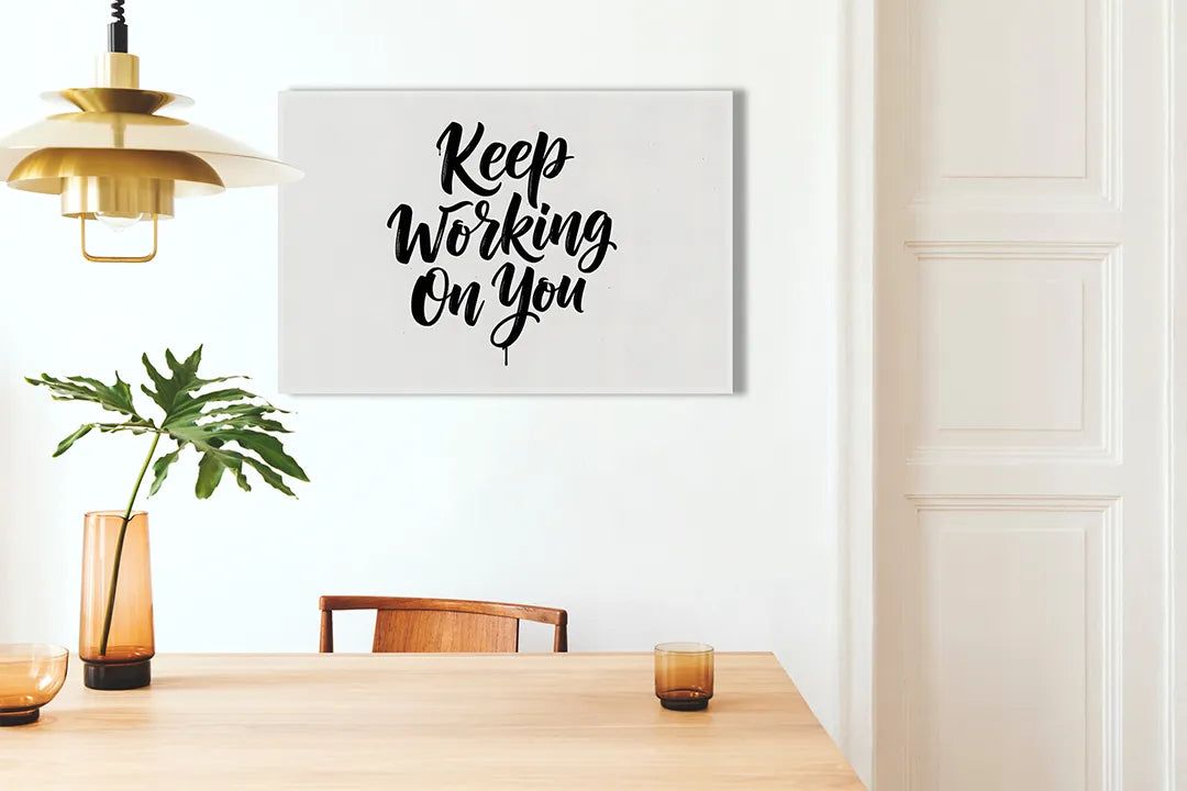 Metalen magneetbord 'Keep Working On You' – droog uitwisbaar & magnetisch