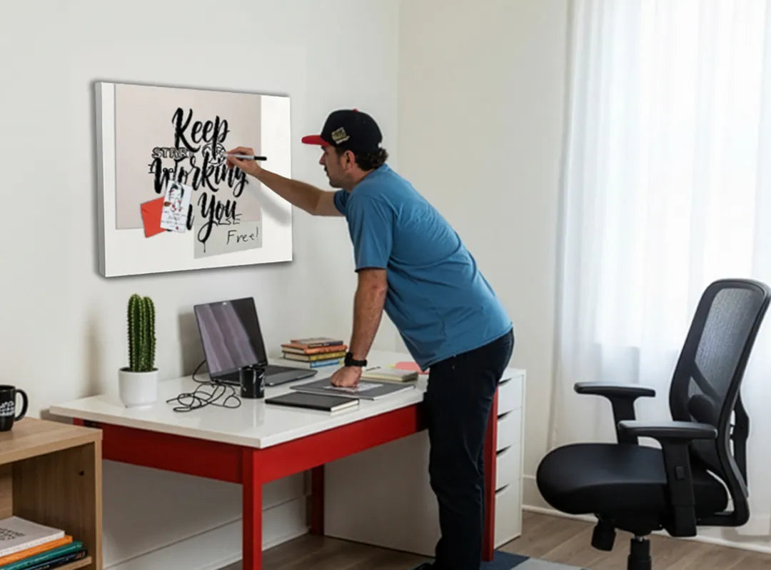 Metalen magneetbord 'Keep Working On You' – droog uitwisbaar & magnetisch