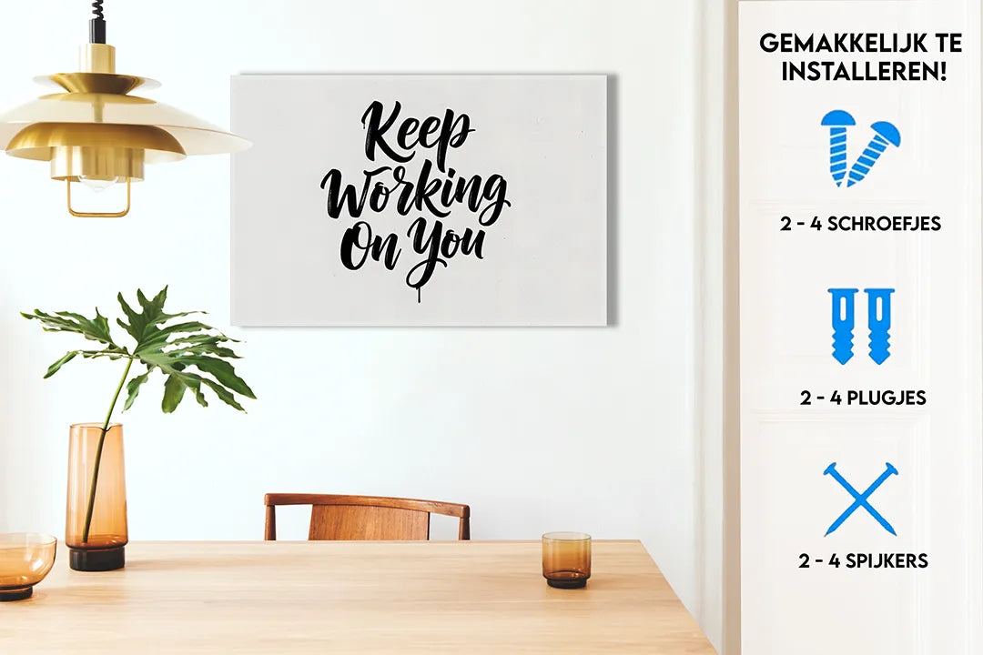 Metalen magneetbord 'Keep Working On You' – droog uitwisbaar & magnetisch