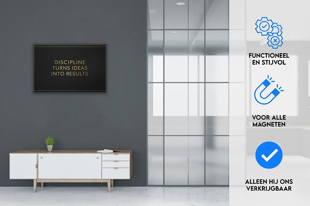 Metalen magneetbord met inspirerende tekst in goud – droog uitwisbaar & magnetisch