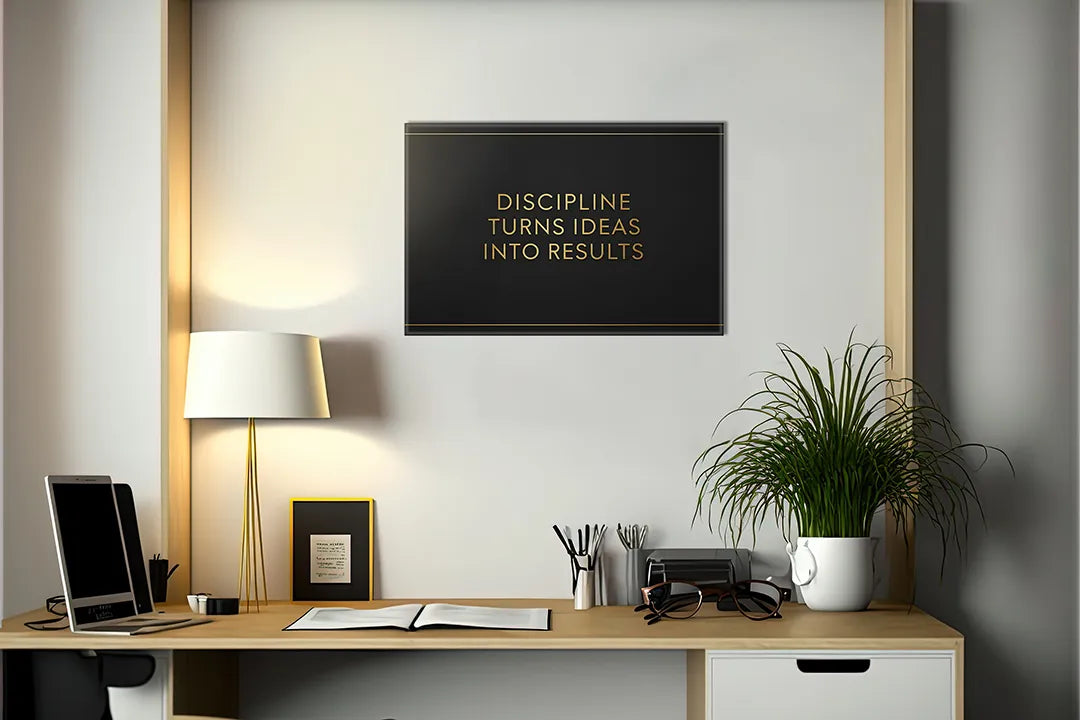 Metalen magneetbord met inspirerende tekst in goud – droog uitwisbaar & magnetisch