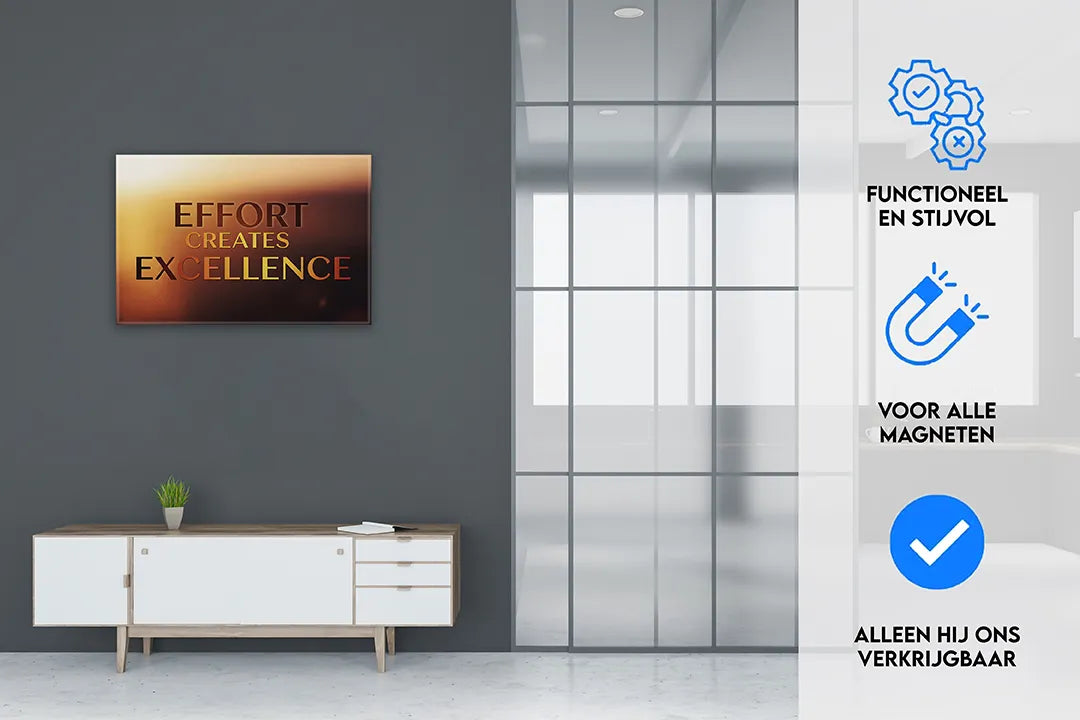 Metalen magneetbord ‘Effort Creates Excellence’ – inspirerend kantoorbord