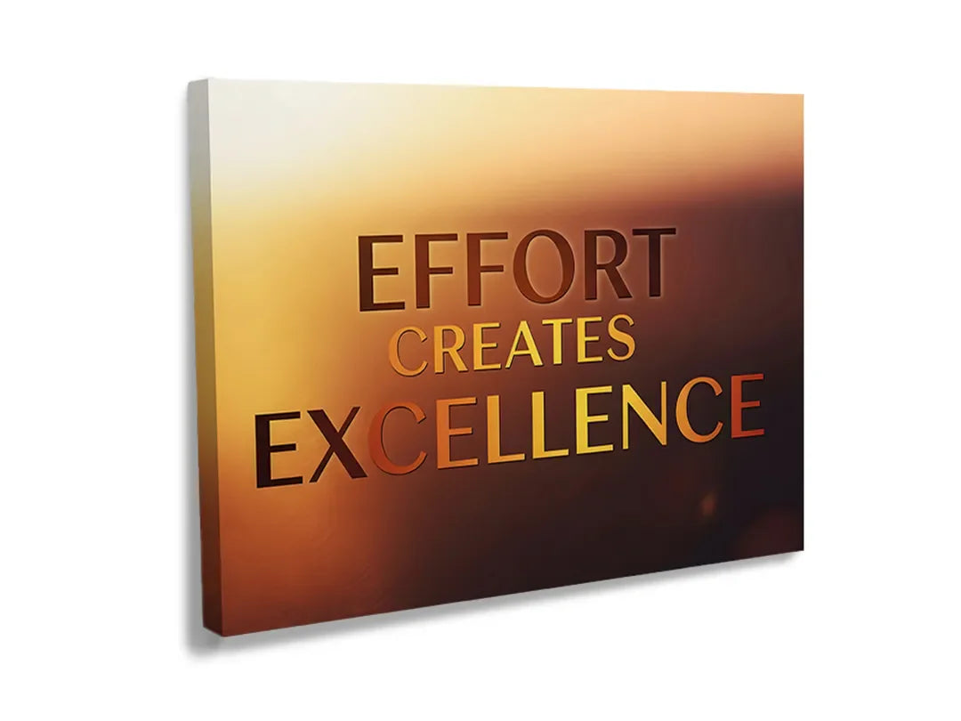 Metalen bord met de tekst 'EFFORT CREATES EXCELLENCE', perfect als magneetbord en wanddecoratie.