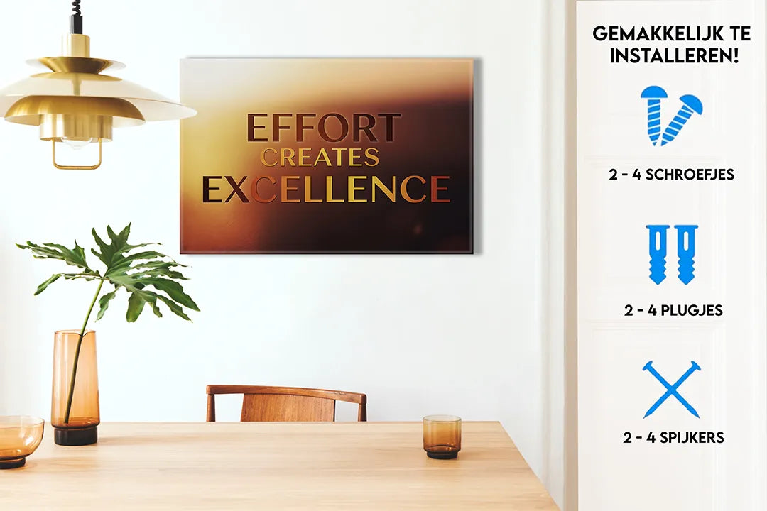 Metalen magneetbord ‘Effort Creates Excellence’ – inspirerend kantoorbord