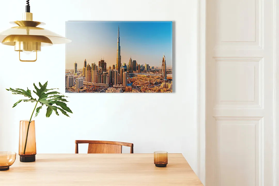 Metalen magneetbord van de skyline van Dubai – droog uitwisbaar & magnetisch