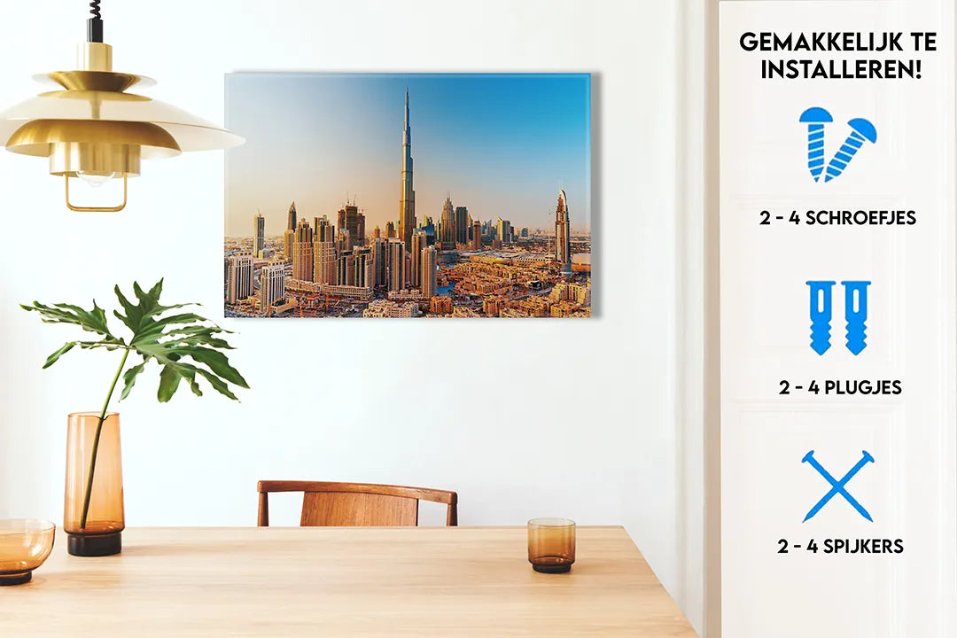 Metalen magneetbord van de skyline van Dubai – droog uitwisbaar & magnetisch