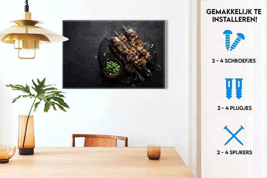 Metalen magneetbord met heerlijke kebab gerechten – droog uitwisbaar & magnetisch