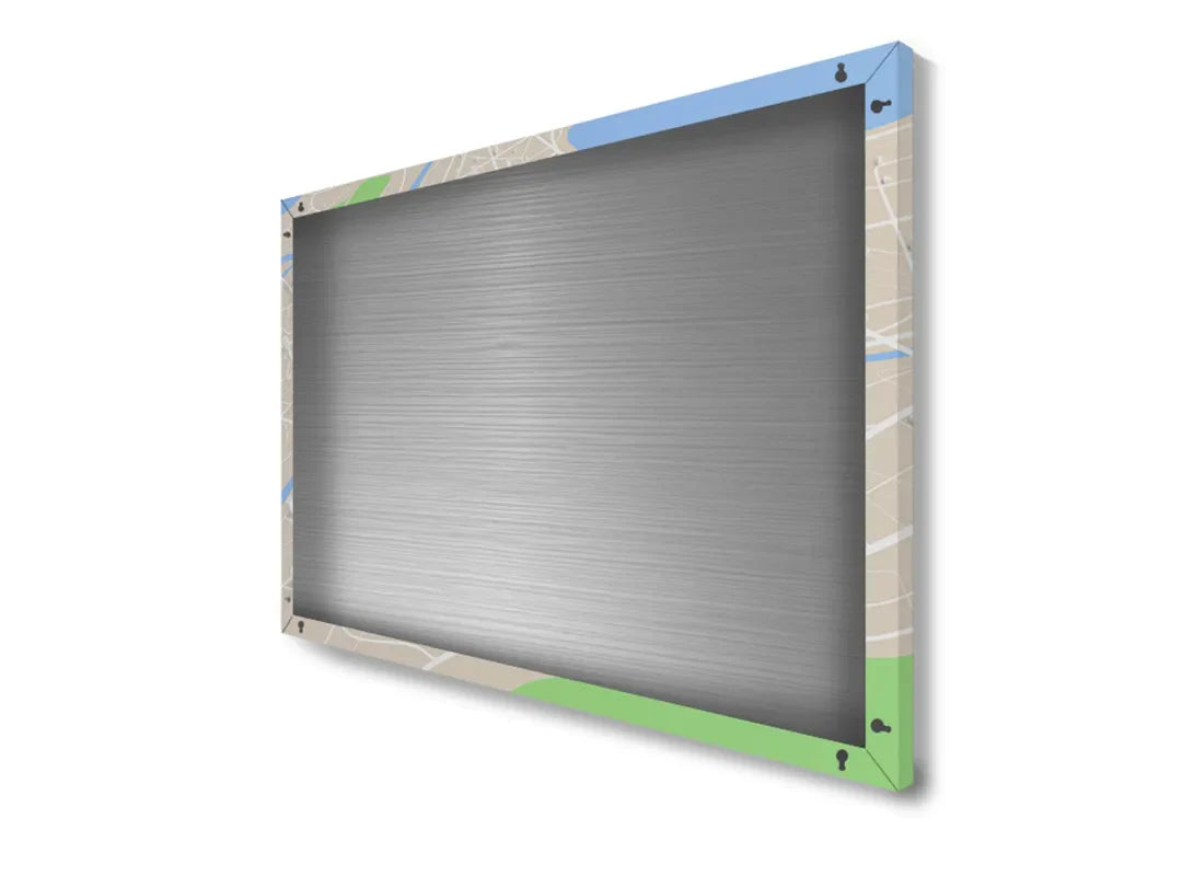 Decoratief aluminium magneetbord met stadsplattegrond – droog uitwisbaar & magnetisch