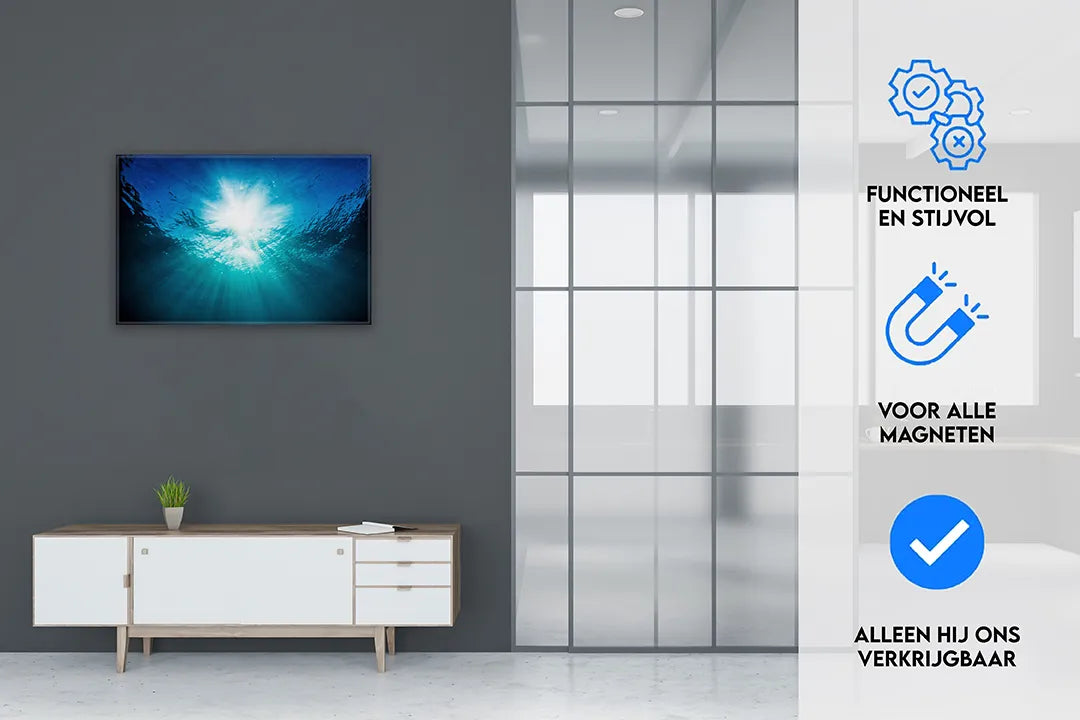 Metalen magneetbord met onderwaterlicht effect – droog uitwisbaar & magnetisch