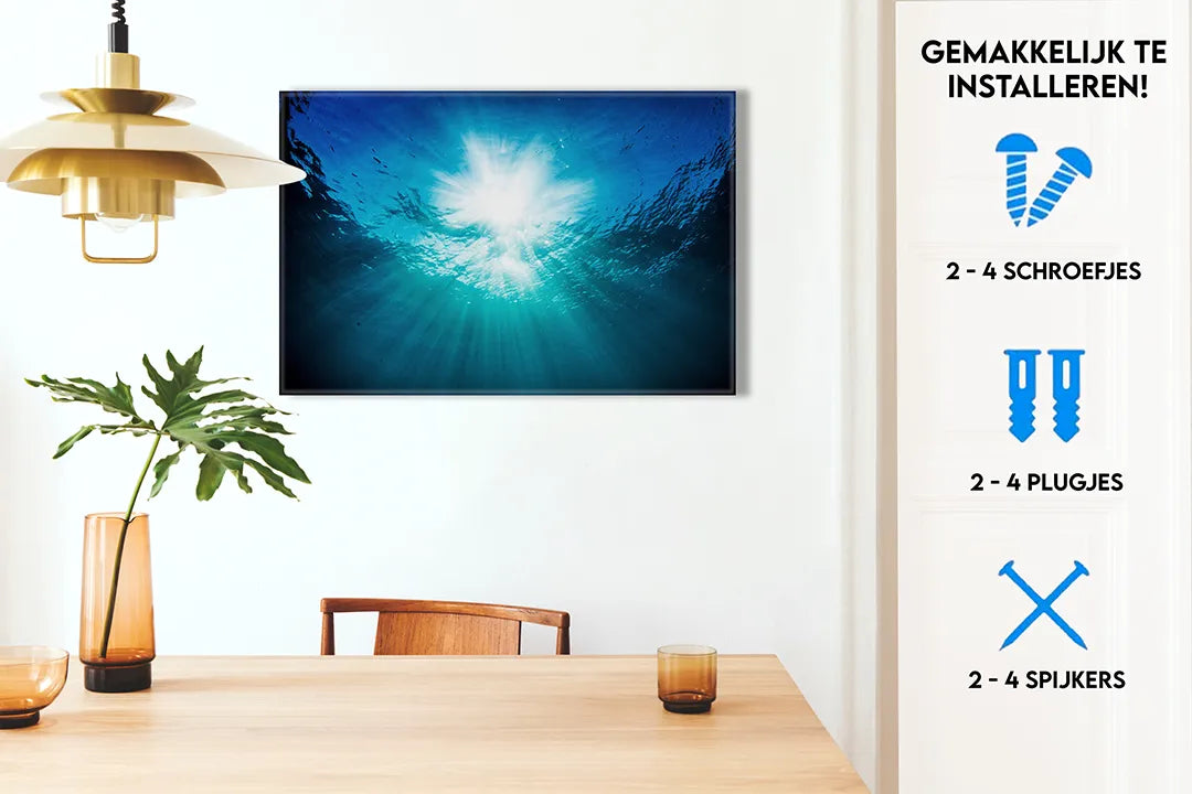 Metalen magneetbord met onderwaterlicht effect – droog uitwisbaar & magnetisch