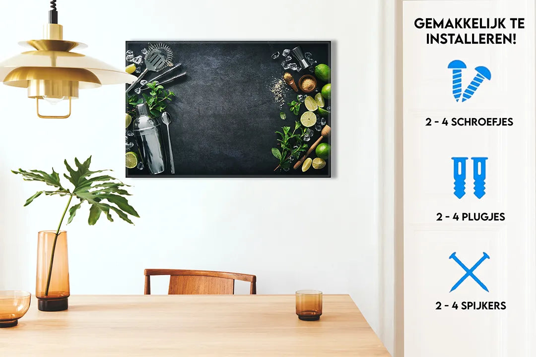 Metalen magneetbord met cocktail ingredienten - droog uitwisbaar & magnetisch