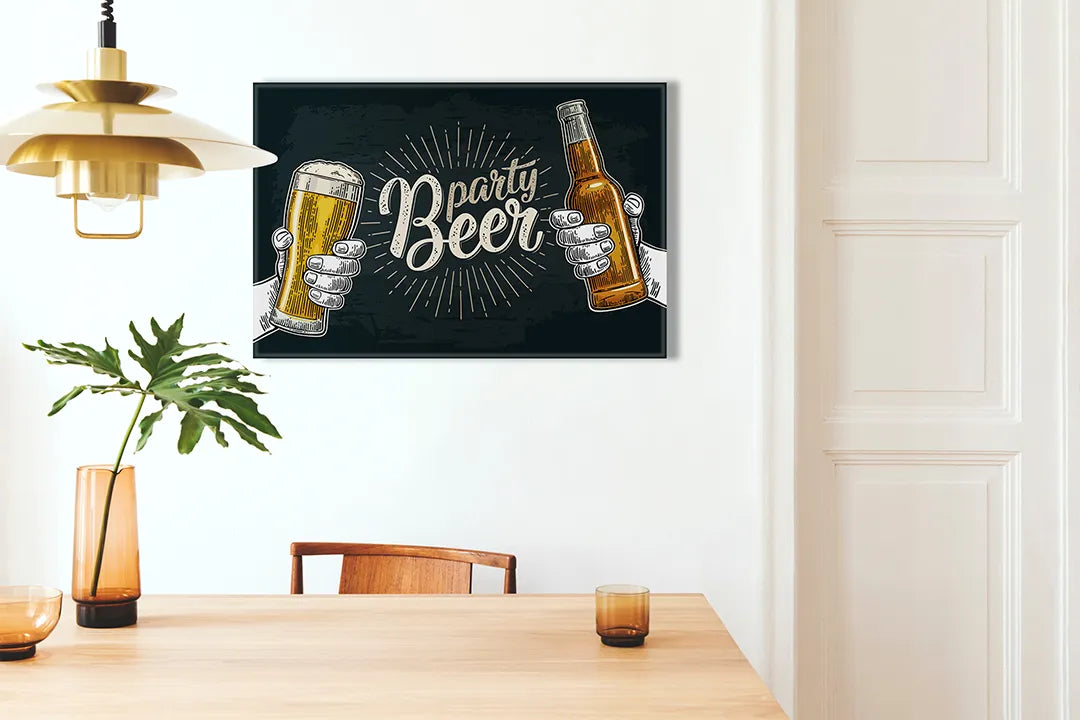 Metalen magneetbord 'Party Beer' - Leuke decoratie – droog uitwisbaar & magnetisch