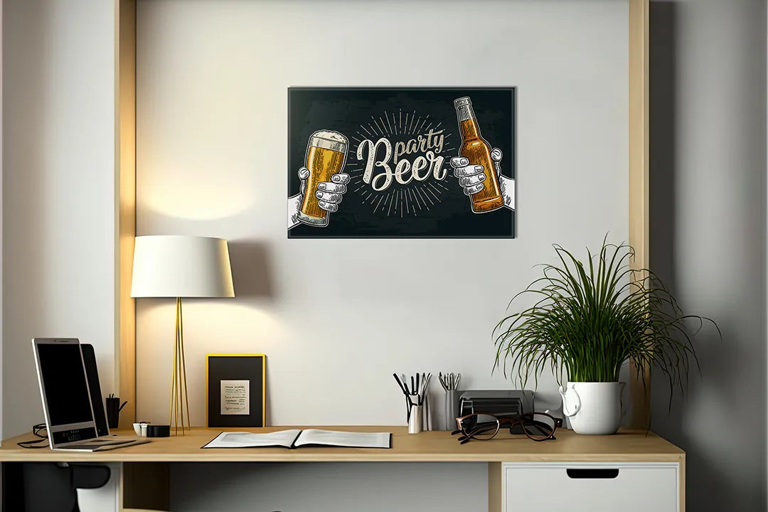 Metalen magneetbord 'Party Beer' - Leuke decoratie – droog uitwisbaar & magnetisch