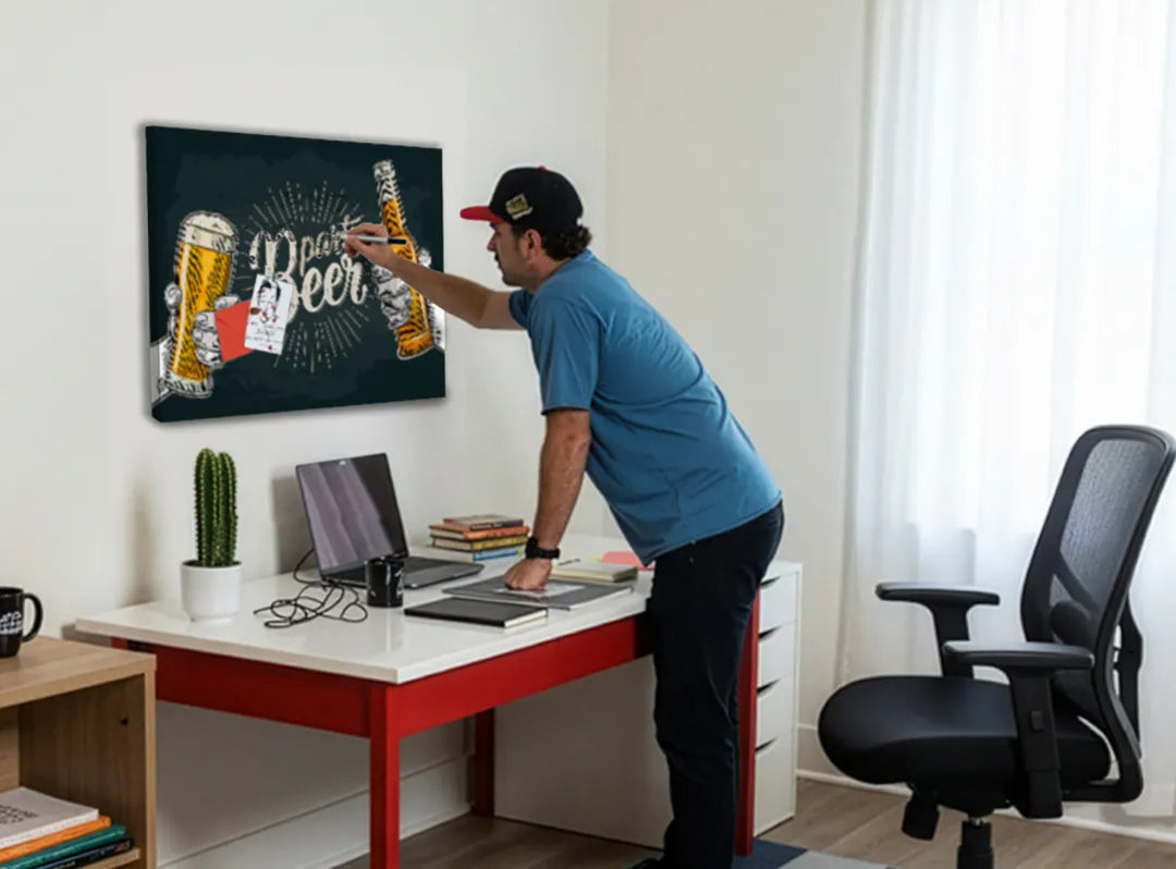 Metalen magneetbord 'Party Beer' - Leuke decoratie – droog uitwisbaar & magnetisch