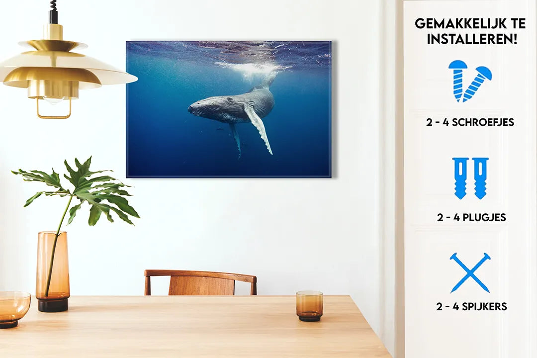 Metalen magneetbord met walvis onderwater scène – droog uitwisbaar & magnetisch