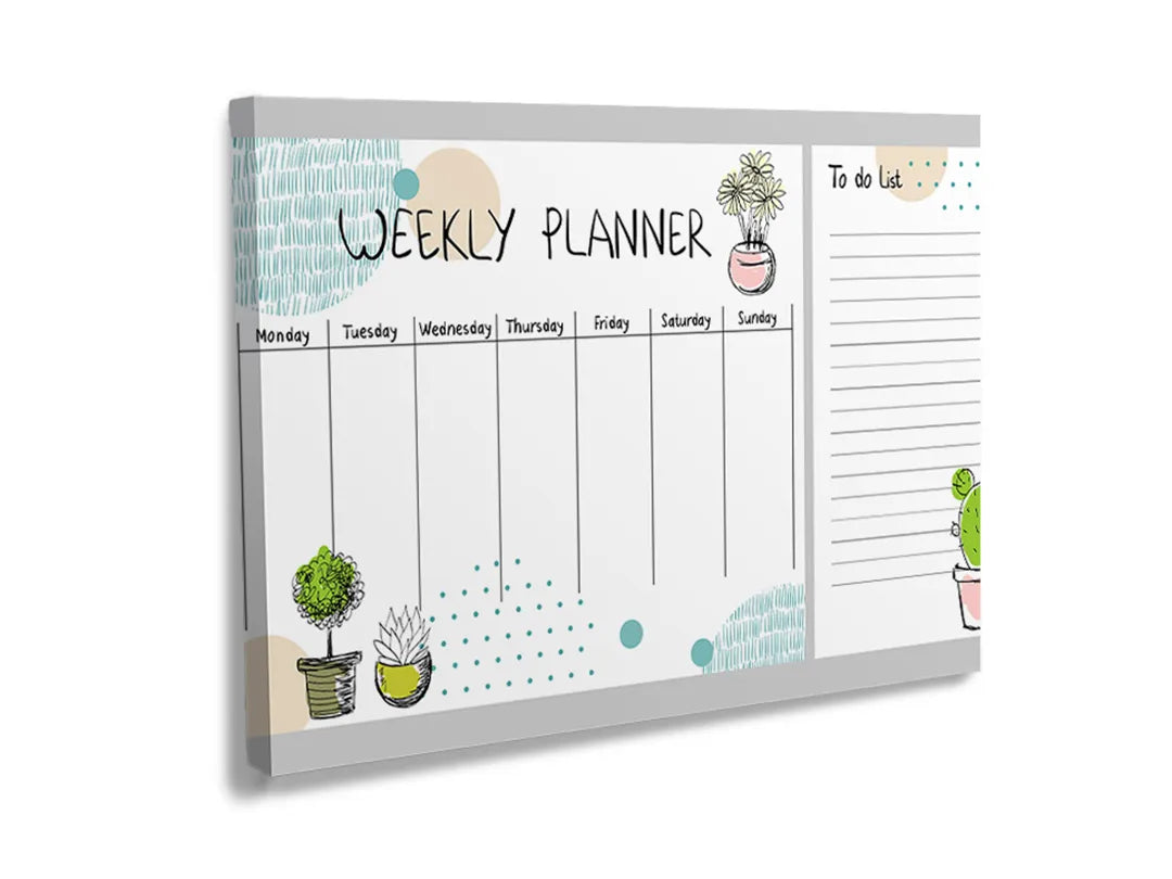 Metalen magneetbord met een Weekly Planner en een To Do List, ideaal voor organisatie.