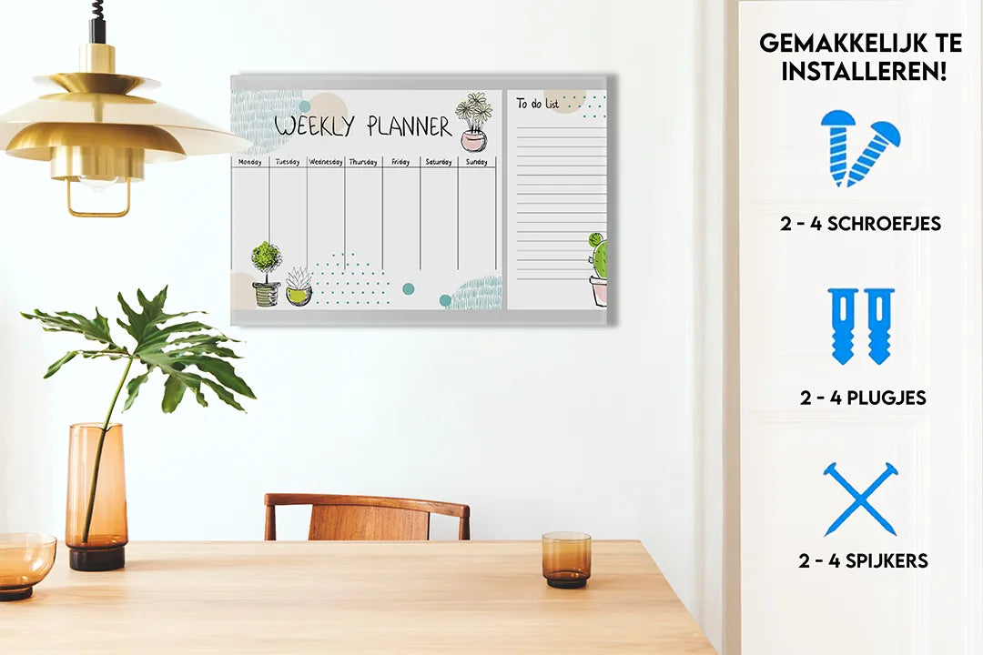 Metalen magneetbord: Weekly Planner & To Do List – droog uitwisbaar & magnetisch