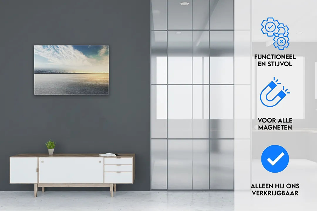 Metalen magneetbord met panoramisch uitzicht â€“ droog uitwisbaar & magnetisch