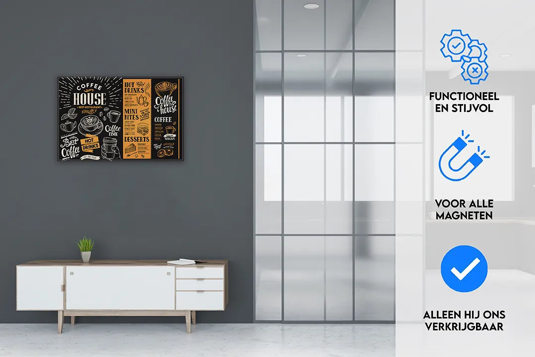 Metalen magneetbord Coffee House voor jouw keuken – droog uitwisbaar & magnetisch