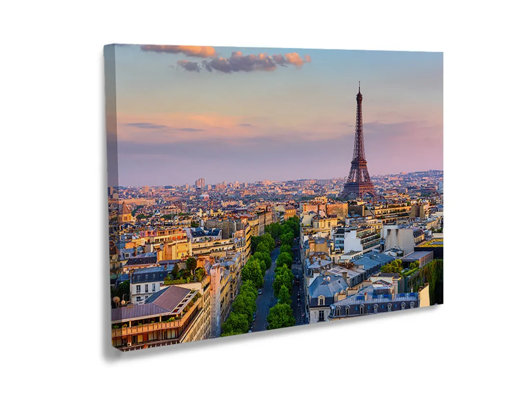 Metalen bord met een prachtig uitzicht op de Eiffeltoren in Parijs