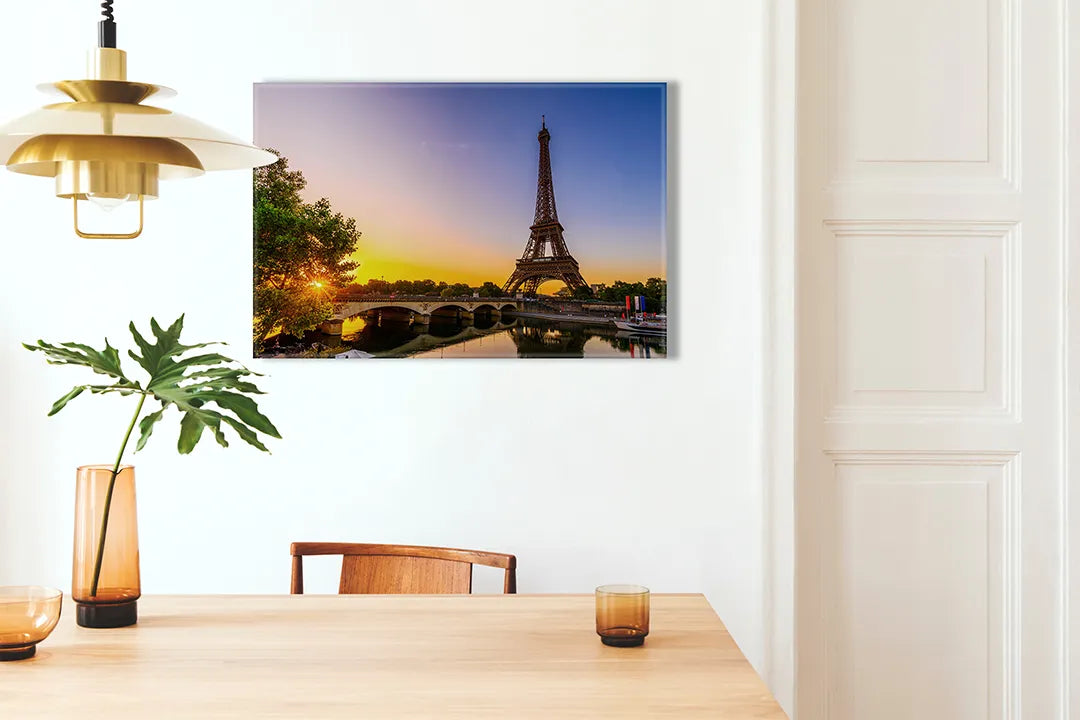 Metalen magneetbord: Eiffeltoren bij zonsondergang – droog uitwisbaar & magnetisch