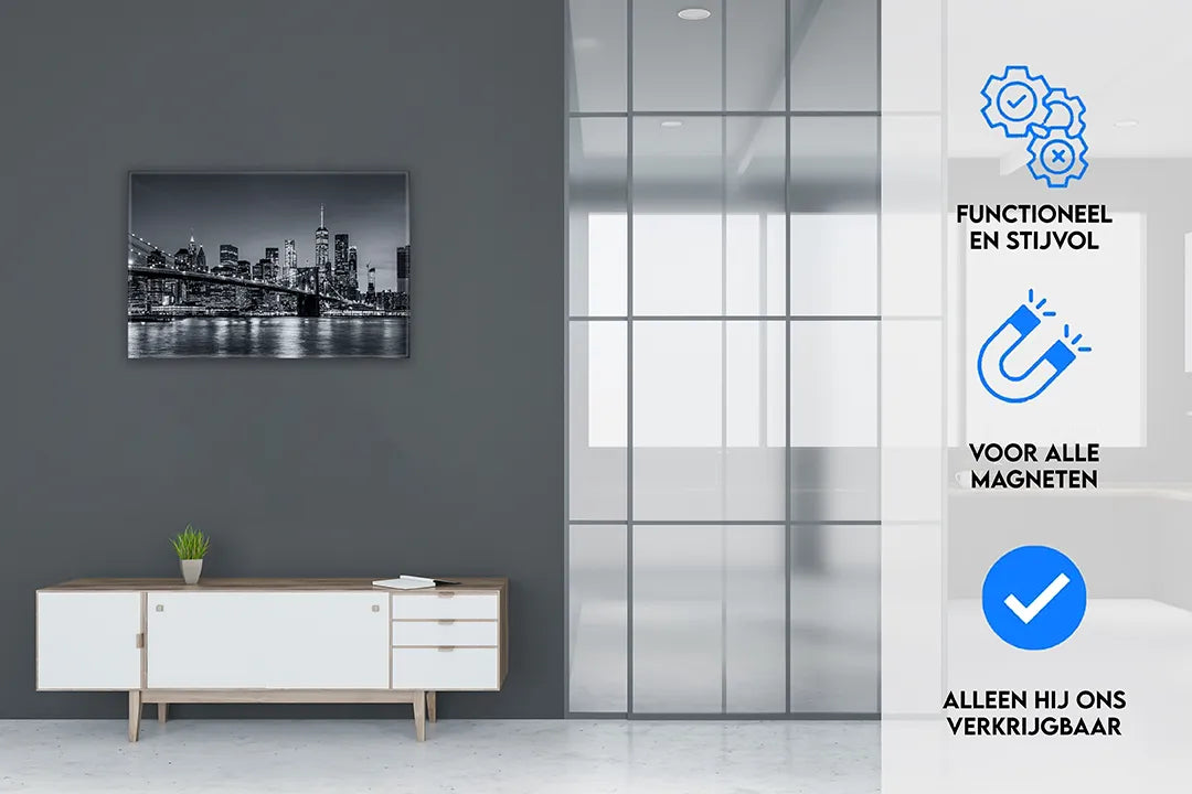 Metalen magneetbord met uitzicht op de skyline van New York – droog uitwisbaar & magnetisch