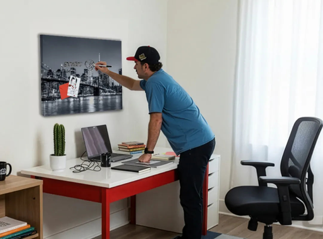 Metalen magneetbord met uitzicht op de skyline van New York – droog uitwisbaar & magnetisch