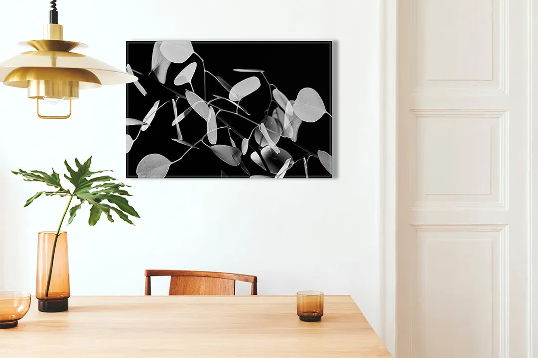 Stijlvol metalen magneetbord met minimalistische bladeren - droog uitwisbaar & magnetisch