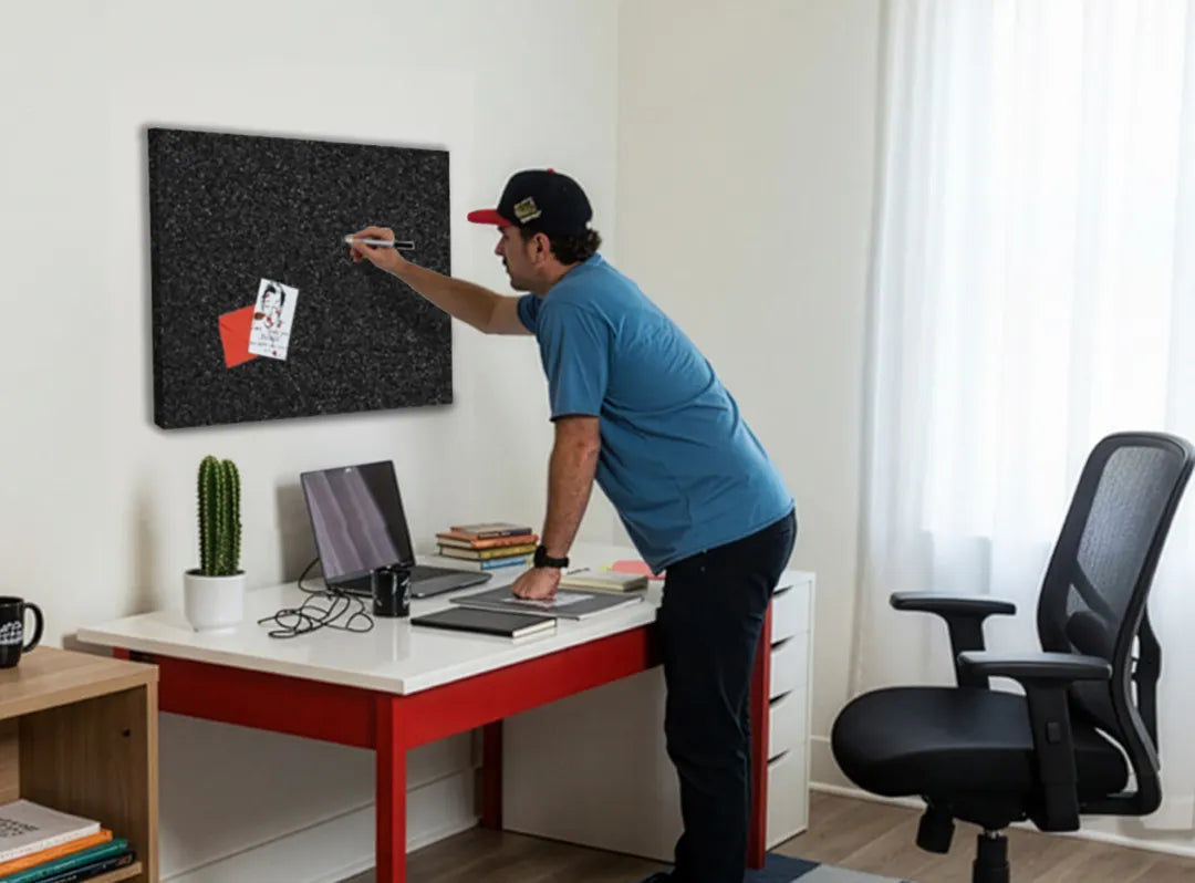 Zwart metalen magneetbord voor decoratie en organisatie – droog uitwisbaar & magnetisch