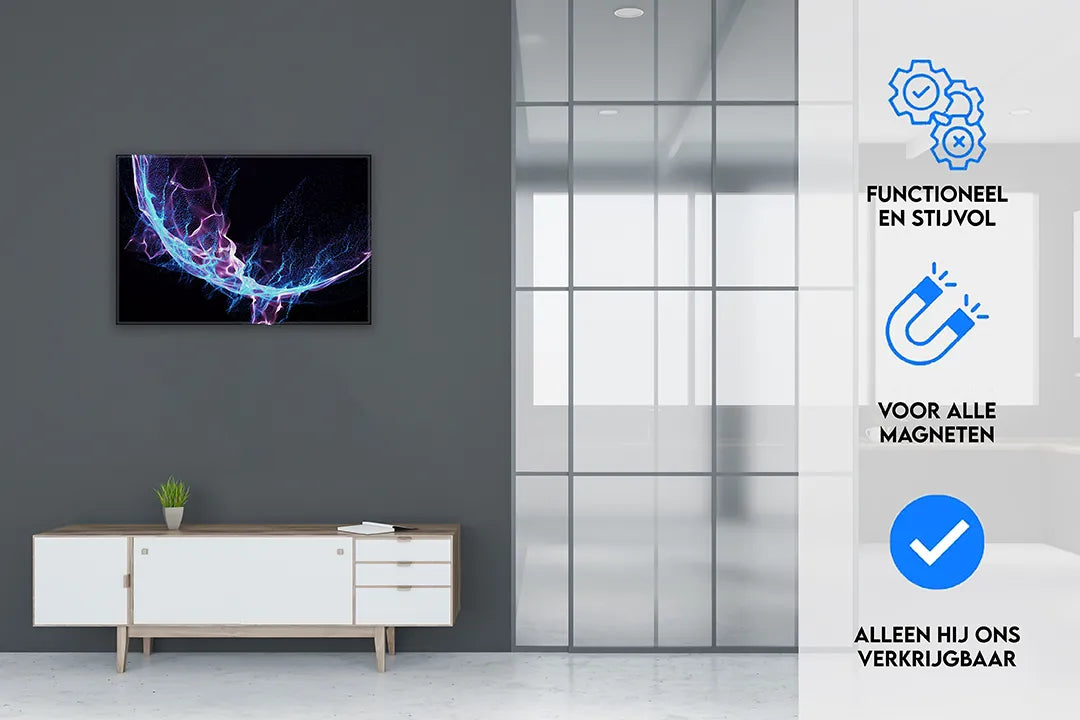 Metalen magneetbord met abstracte neon kunst – droog uitwisbaar & magnetisch