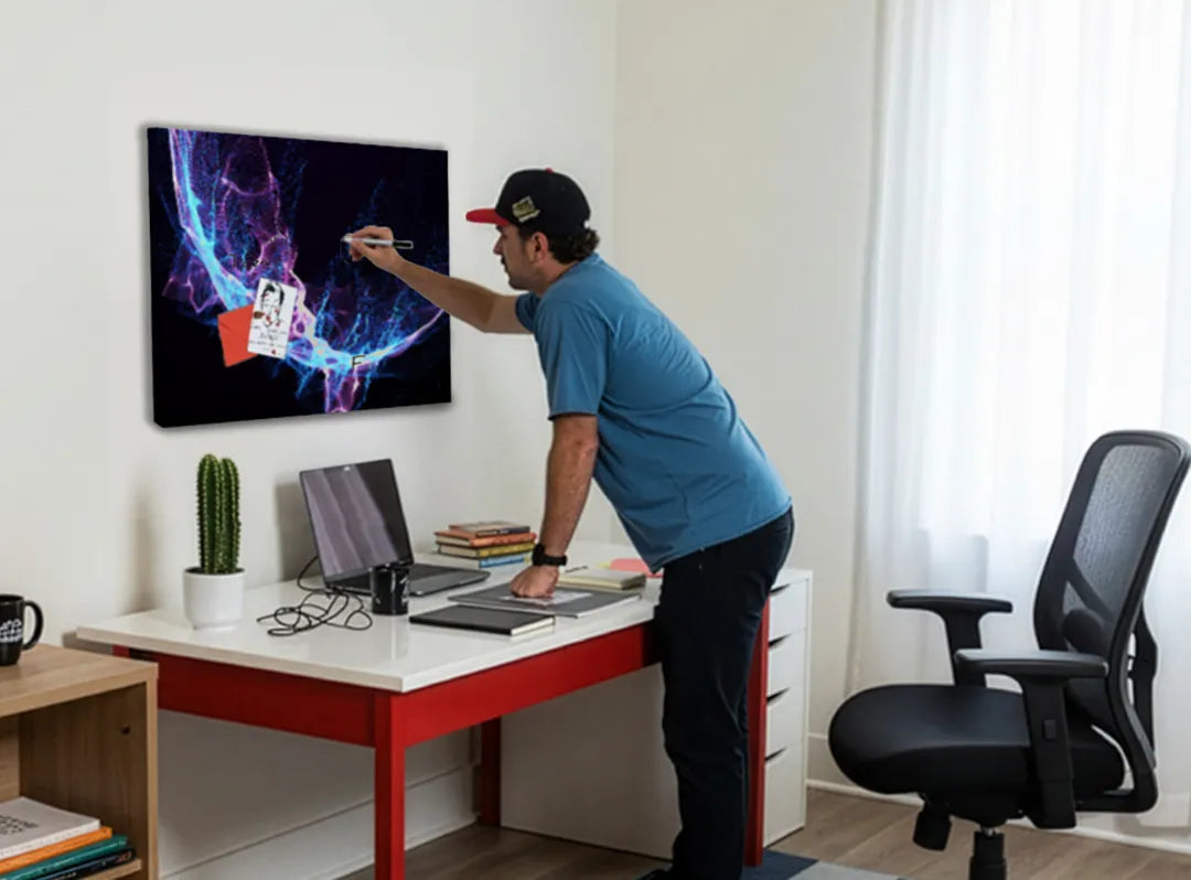 Metalen magneetbord met abstracte neon kunst – droog uitwisbaar & magnetisch