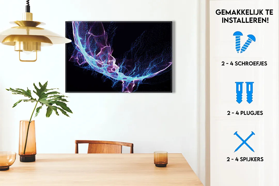 Metalen magneetbord met abstracte neon kunst – droog uitwisbaar & magnetisch