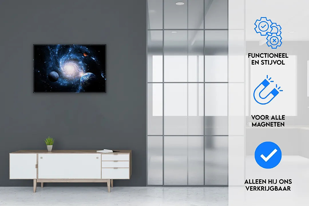 Metalen magneetbord met prachtige sterrenhemel – droog uitwisbaar & magnetisch