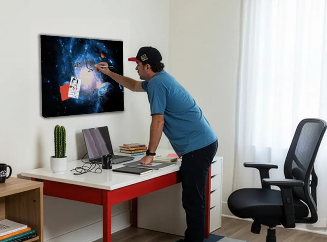 Metalen magneetbord met prachtige sterrenhemel – droog uitwisbaar & magnetisch