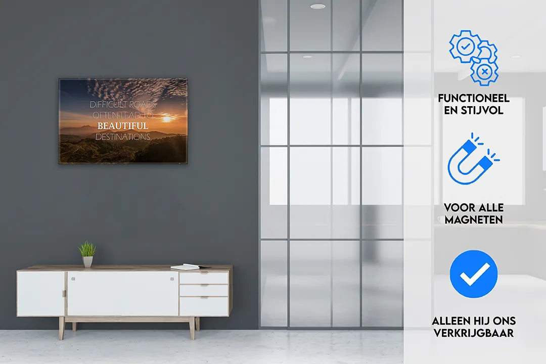 Metalen magneetbord met prachtige zonsondergang afbeelding - droog uitwisbaar & magnetisch
