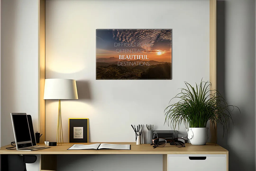 Metalen magneetbord met prachtige zonsondergang afbeelding - droog uitwisbaar & magnetisch