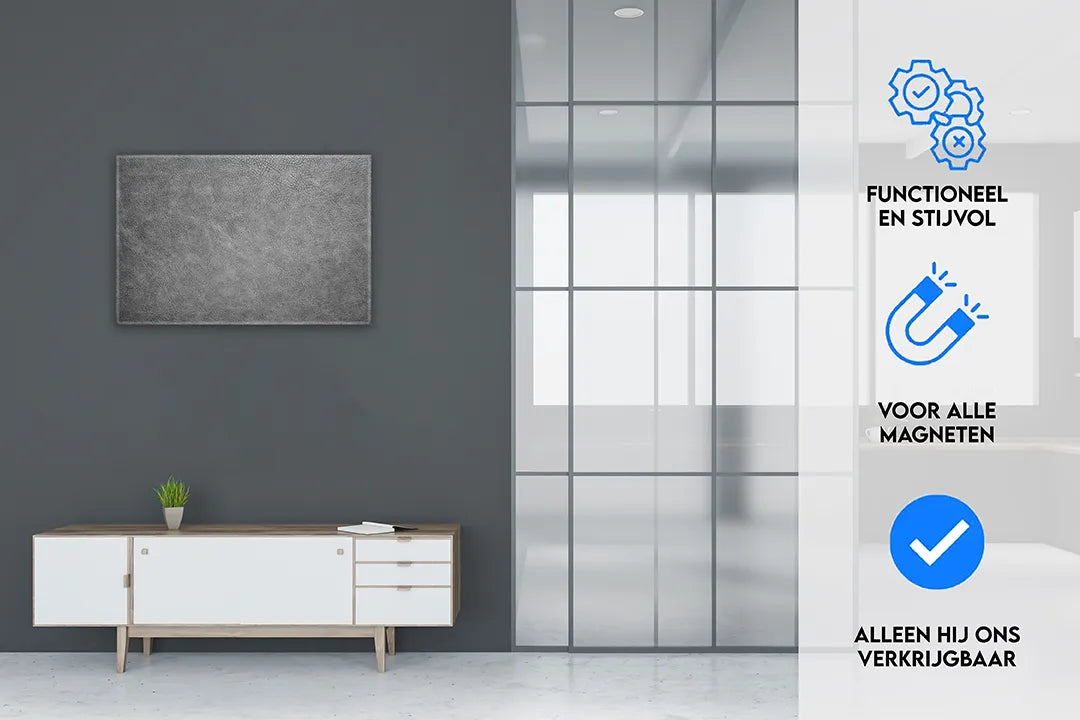 Stijlvol aluminium magneetbord in grijs – droog uitwisbaar & magnetisch