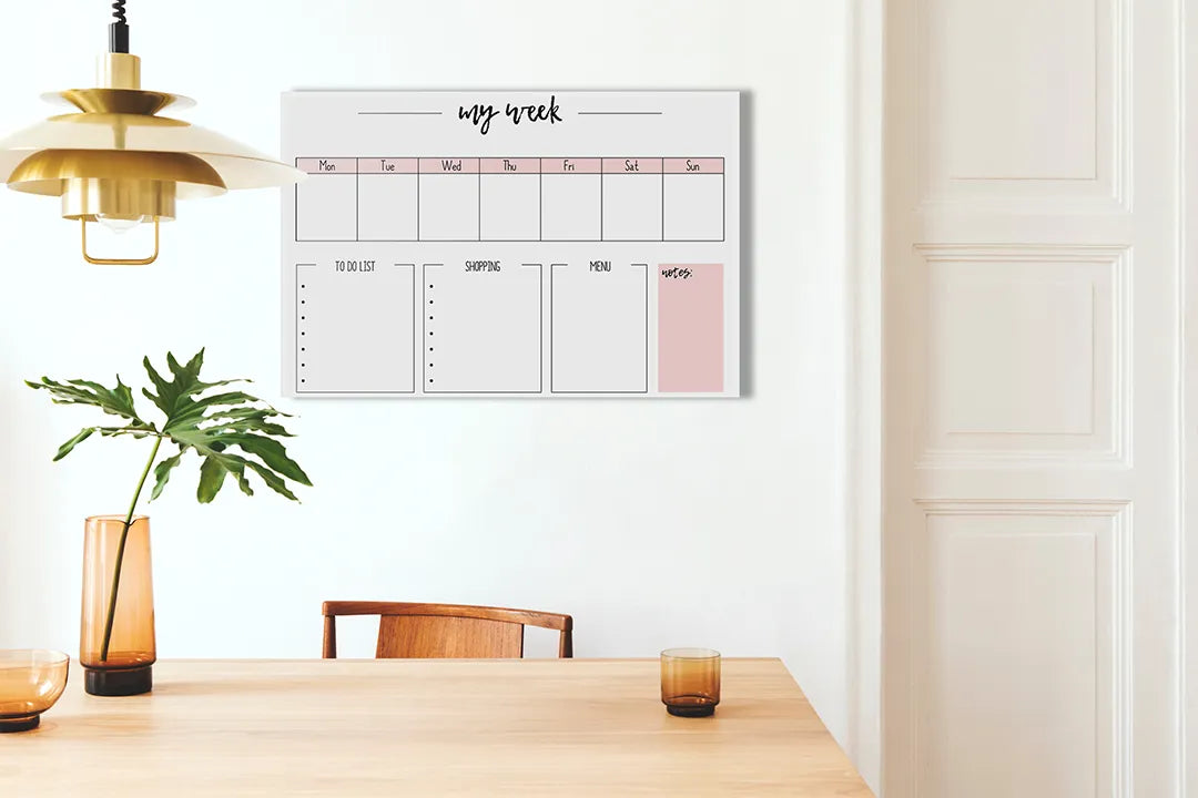 Metalen magneetbord voor weekplanning en notities - droog uitwisbaar & magnetisch