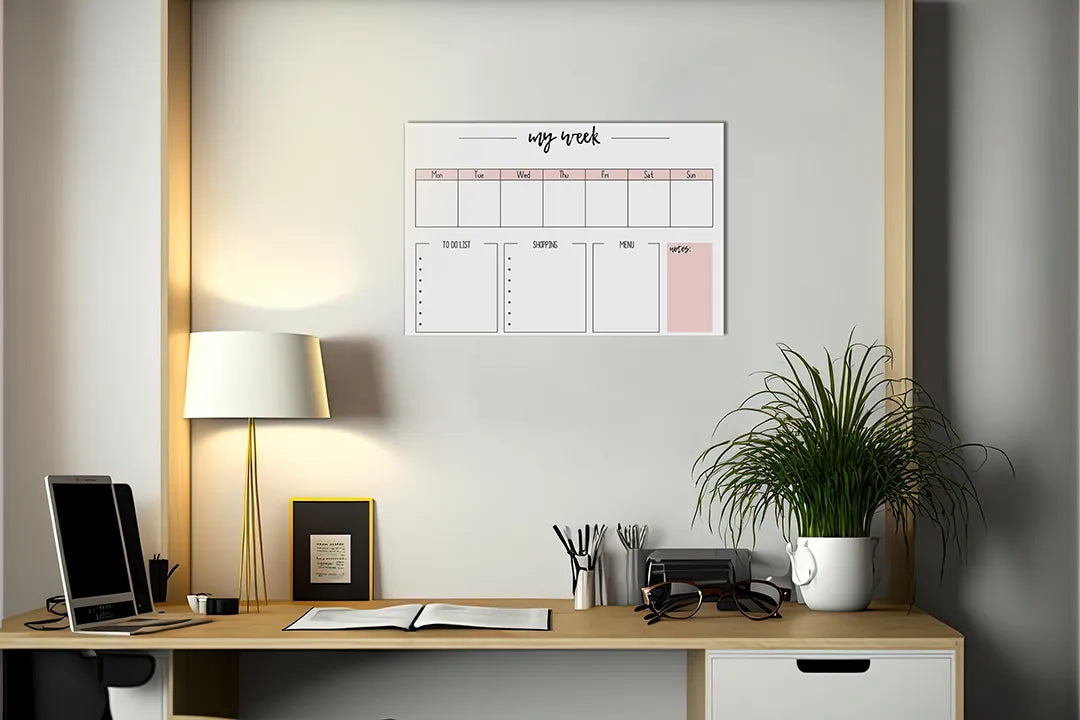 Metalen magneetbord voor weekplanning en notities - droog uitwisbaar & magnetisch