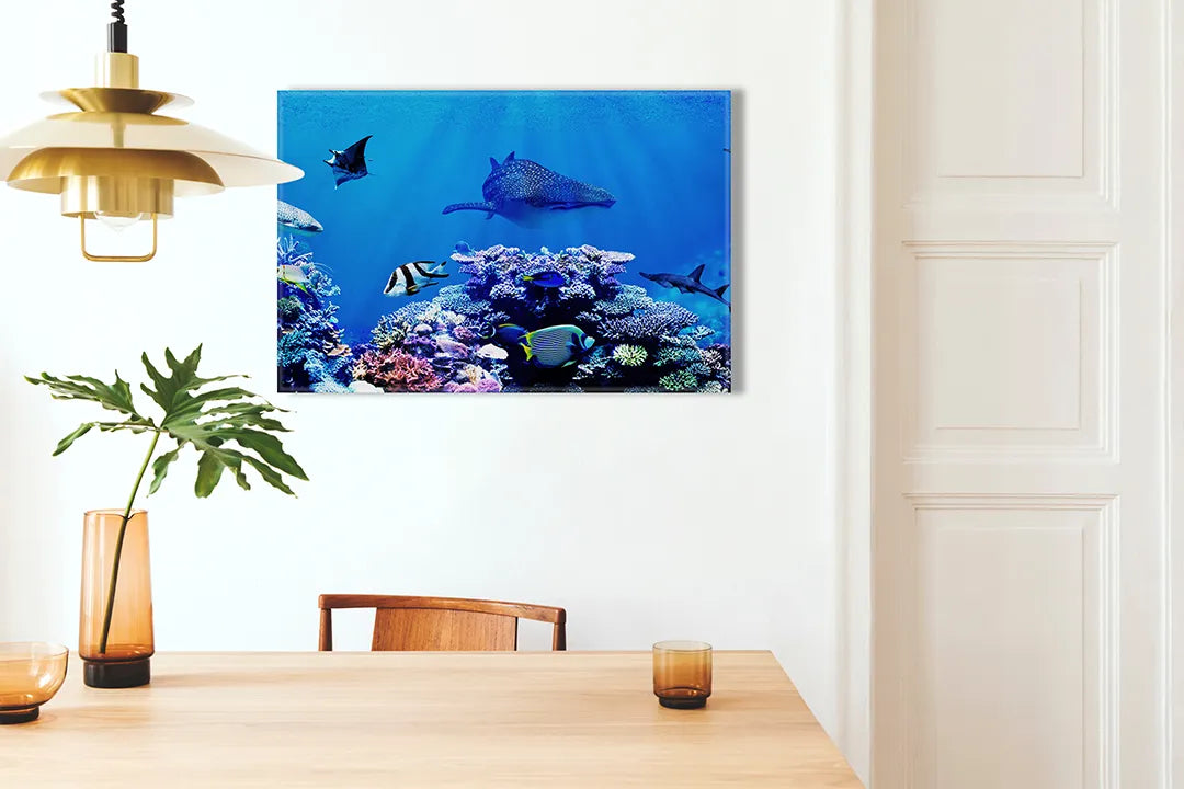 Metalen magneetbord met kleurrijk koraalrif – droog uitwisbaar & magnetisch