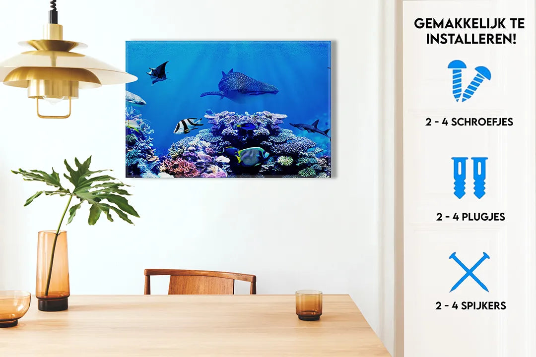 Metalen magneetbord met kleurrijk koraalrif – droog uitwisbaar & magnetisch